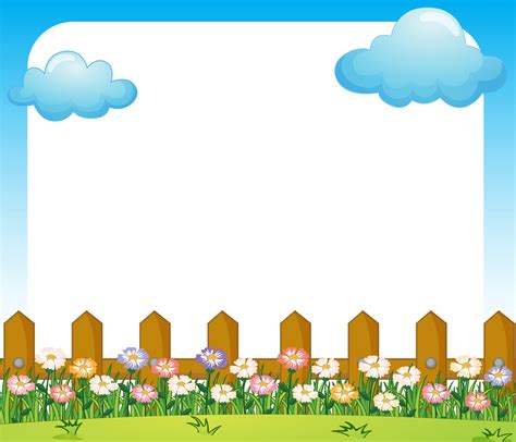 An empty paper template with a garden and clouds 418767 Vector Art at Vecteezy