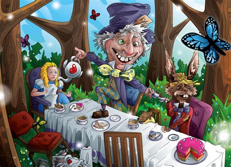 Alice In Wonderland Color Illustrations Tea Party