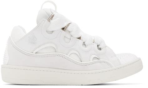 White Curb Sneakers by Lanvin on Sale