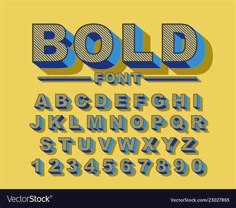 3d bold retro font vintage alphabet 80 s Vector Image