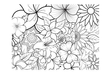 Floral Coloring Page Book for Adults Graphic by stromgraphix · Creative ...