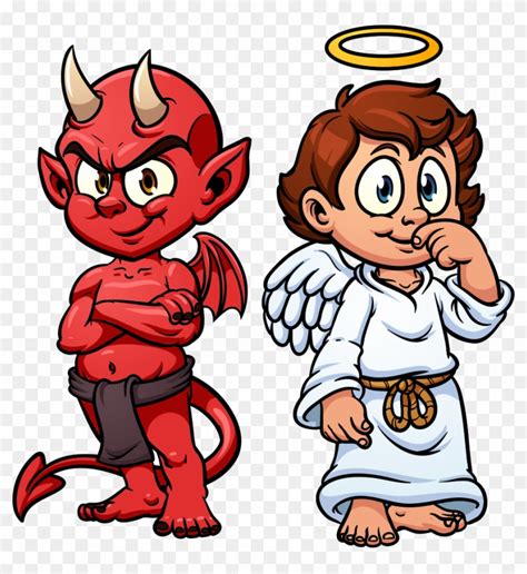 Devil Shoulder Angel Illustration - Angel And Devil Cartoon - Free Transparent PNG Clipart ...