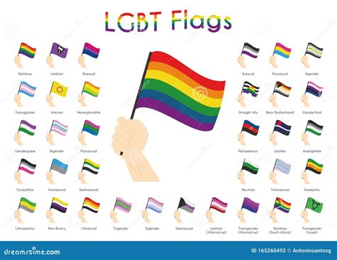 Set of 34 LGBT, Sexual and Gender Tendencies Pride Flags Stock Vector ...