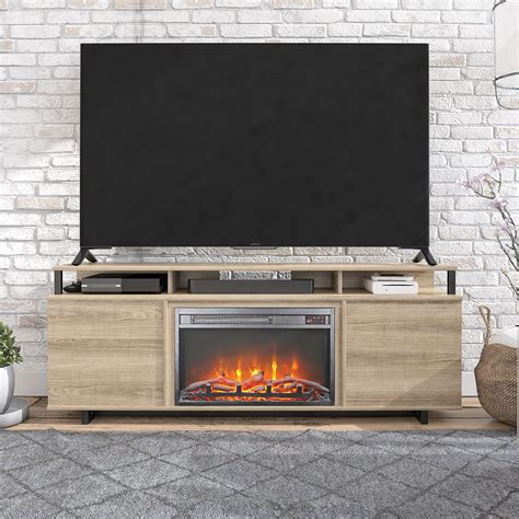 Ameriwood Home Carson Fireplace TV Stand for TVs up to 65", Golden Oak ...