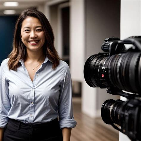 Premium AI Image | News Reporter in Formal Wear Smiling with Camera in ...