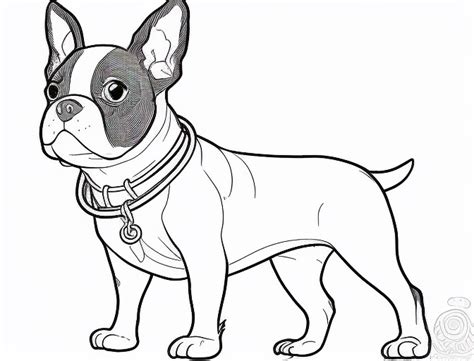 Smiling Boston Terrier - Coloring Page