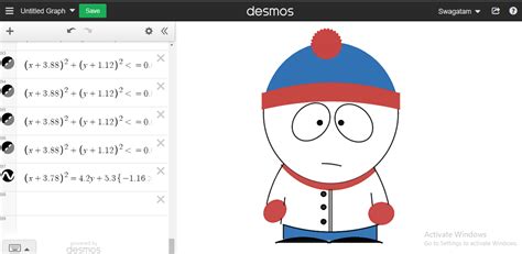 Desmos art of Stan , took about 100 equations ,link to the graph in the ...