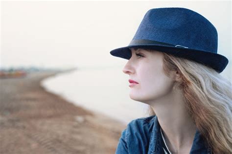 women's blue fedora hat and blue denim shirt free image | Peakpx