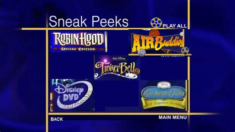 Sneak Peeks Menu (Disney Favorites: Season 3 (2006) DVD) For Kaden ...