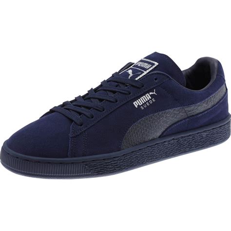 Puma Suede Classic Mens Blue Suede Low Top Lace Up Sneakers Shoes ...