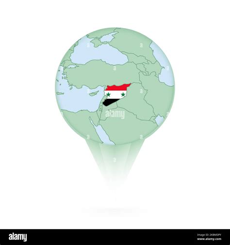 Syria map, stylish location icon with Syria map and flag. Green pin ...