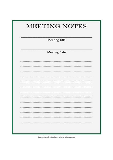 Printable Meeting Notes Template