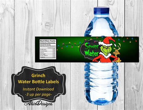 Free Printable Grinch Water Bottle Labels - Printable Word Searches