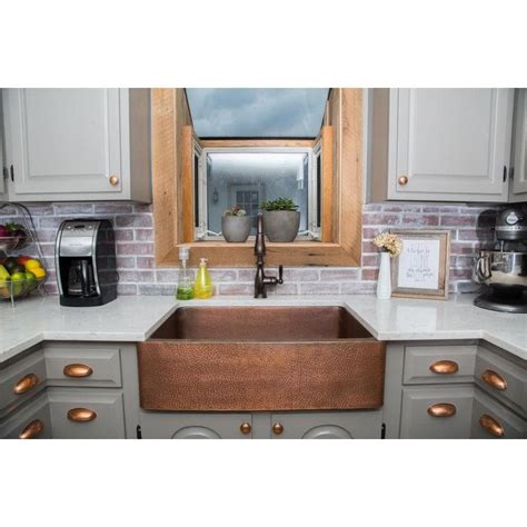 SINKOLOGY Adams 33-in x 22-in Antique Copper Single-Basin Standard Undermount Apron Front ...