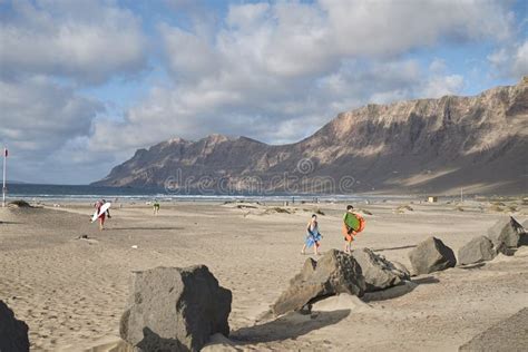 View of Famara beach editorial photography. Image of lanzarote - 109470807