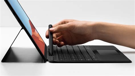 Microsoft Surface Pro X Signature Keyboard with Slim Pen Bundle has an easy-to-hold profile ...