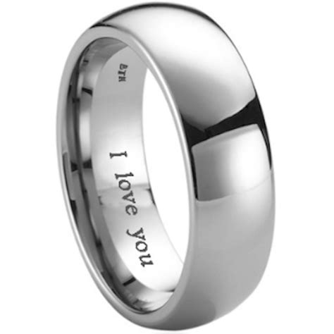 Mens Titanium Wedding Engagement Engraved I Love You Band Ring-Unisex