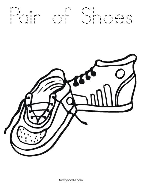 Pair of Shoes Coloring Page - Tracing - Twisty Noodle