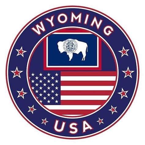 Wyoming, Wyoming t-shirt, Wyoming sticker, circle, Wyoming flag, white ...