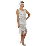 Plus Size White & Gold Beaded Stella Flapper Dress – Flapper Boutique