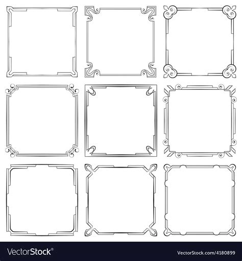 Set of square elegant frames Royalty Free Vector Image