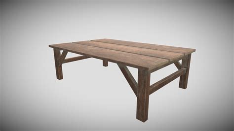 Old wooden dining table - Download Free 3D model by Teslov [a4b9217] - Sketchfab