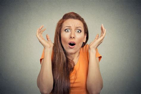 Frightened Shocked Scared Woman Looking at Camera Stock Photo - Image of person, amazement: 64350074