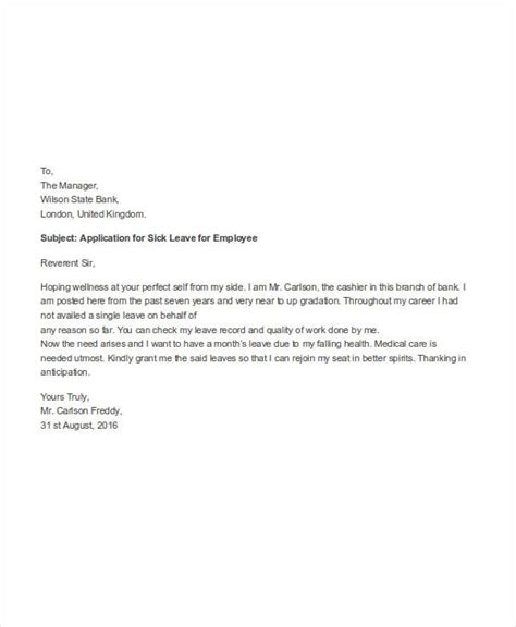 Sample Formal Letter For Leave Application - Food Ideas