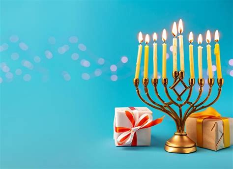 Premium AI Image | Jewish Hanukkah Menorah 9 Branch Candlestick dreidel ...