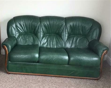 Dark Green Italian Leather 3 Seater Sofa | in York, North Yorkshire ...