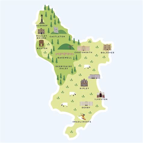 Map Of Derbyshire Print By Pepper Pot Studios