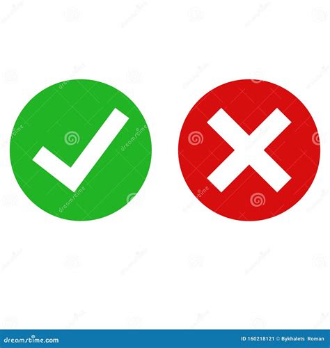 Green Check Mark Done and Red X Icon. Cross and Tick Signs Stock Illustration - Illustration of ...