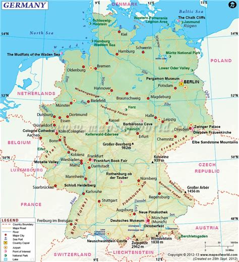 Map of Germany with Major Cities