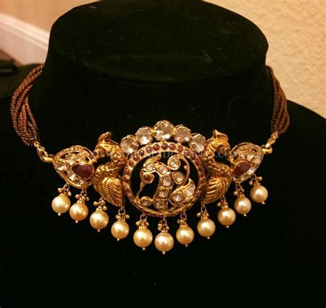 Short Antique Choker Necklace Design ~ South India Jewels