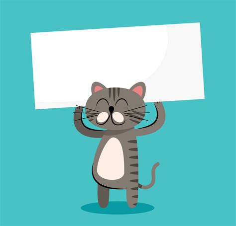 Cute cat holding blank banner vector illustration 17748811 Vector Art ...