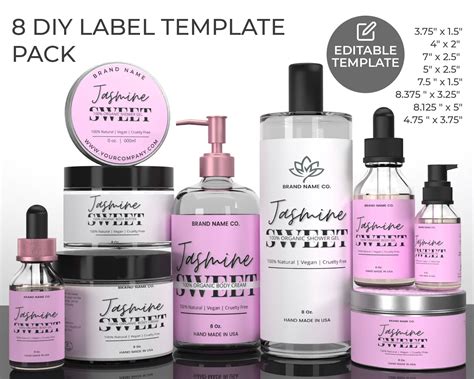 Editable Cosmetic Label Template Custom Skincare Product | Etsy