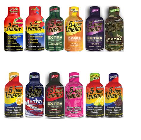 5 Hour Energy Shots Variety Pack- Assortment Of Regular & Extra Strength 12 Count- Buy Online in ...