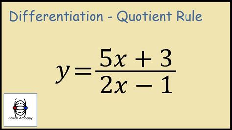 Quotient Rule u v differentiation - YouTube