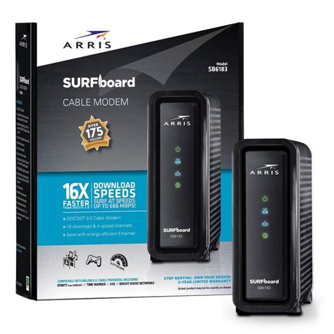 ARRIS SURFboard DOCSIS 3.0 Cable Modem SB6183 in Black-592432-009-00 ...