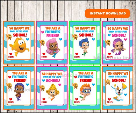 Bubble Guppies Valentine's Day Cards instant download | Etsy