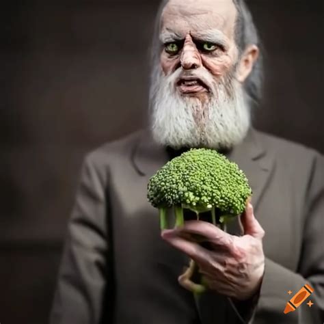 Image of an evil philosopher with a broccoli head on Craiyon