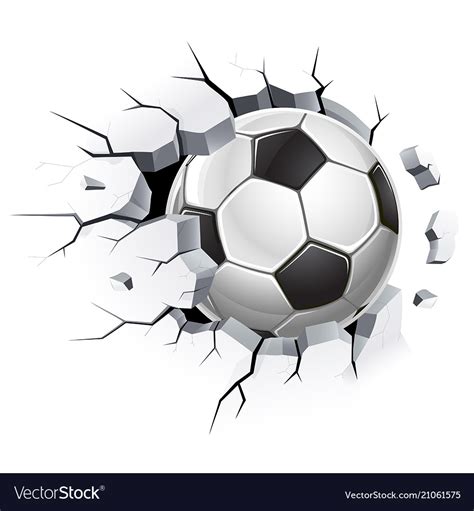 Soccer ball or football and old concrete wall Vector Image