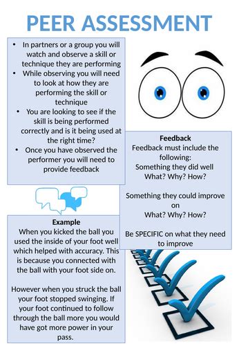 Peer Assessment guide card | Teaching Resources