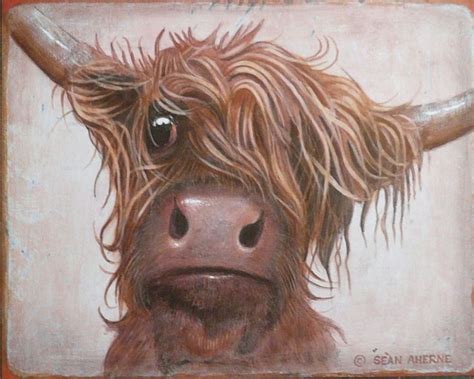 Scottish Highland Red Cow Wooden Sign Plaque Prints Painting by Sean ...