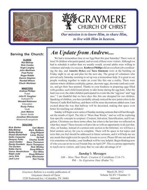 Bulletin Complete 2009 - Graymere church of Christ