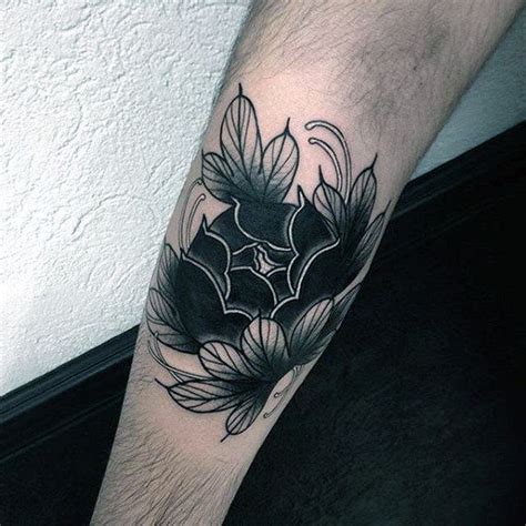 Black Peony Flower Tattoo for Men