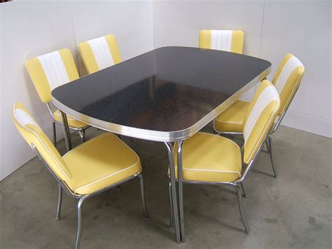 Bel Air Retro Furniture Diner Table & Six Chair Set - TO27+CO24