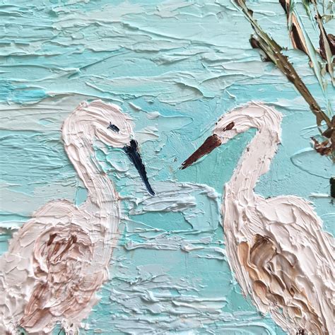 Heron Painting Oil Original Art Blue Bird Artwork Animal Wall | Etsy