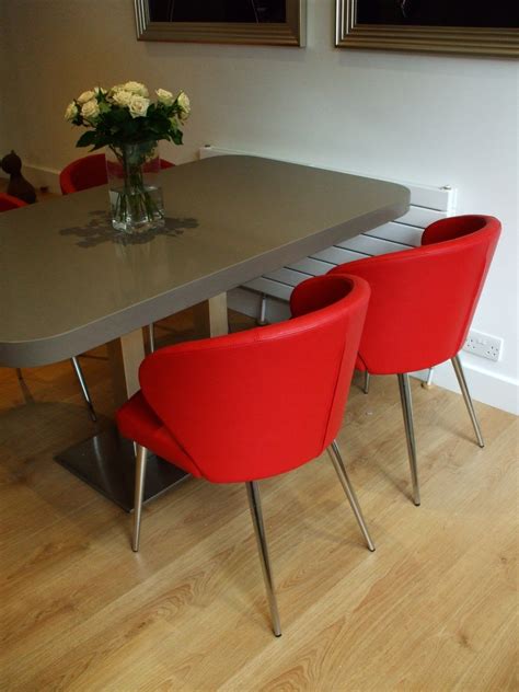 Doris S Dining Chairs in Red Leather at the Dining Table (See the next picture for the Matching ...