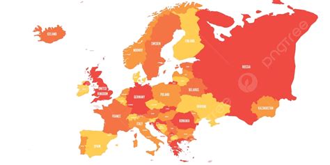 Europe Political Map In Orange Shades With White Labels Vector, Europa, Sea, Text PNG and Vector ...